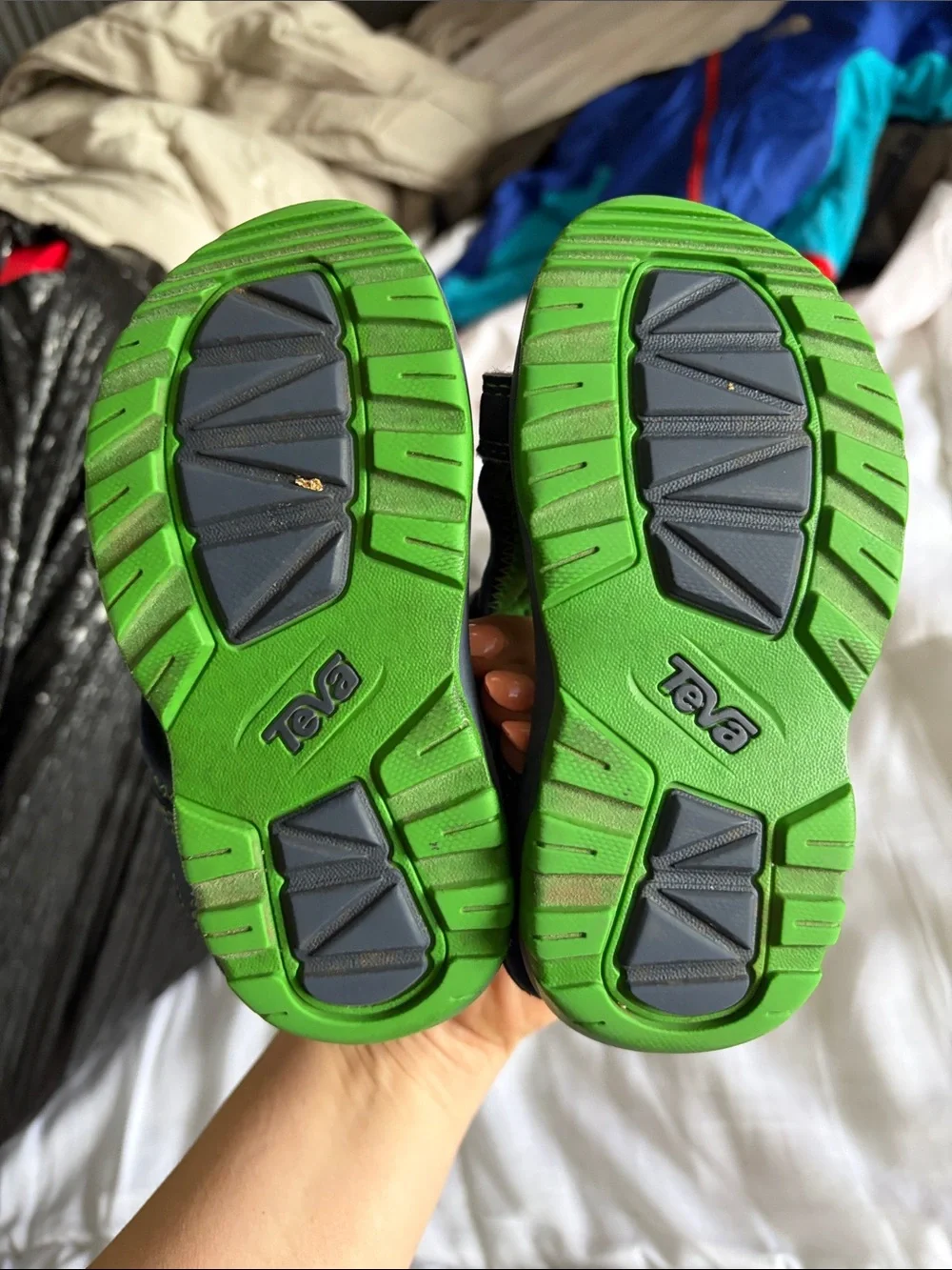 Teva Kids Navy and Lime Green Adjustable Strap Sandals - 8